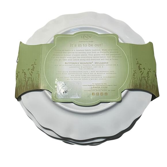 Lenox Butterfly Meadow Melamine Accent Plates Set of 4 - Picture 3 of 4